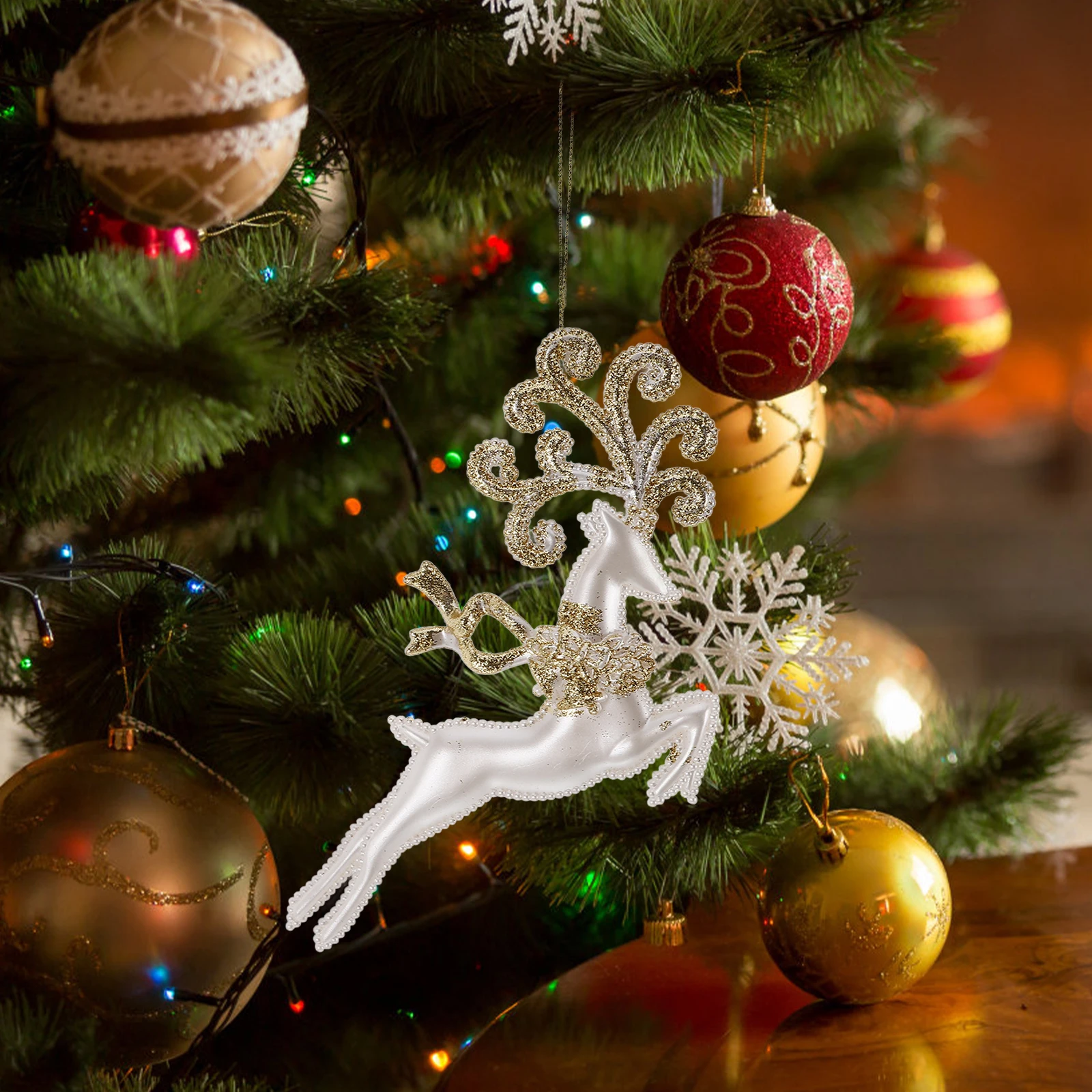 الرنة إِلْكَة عيد الميلاد معلقة حلية شجرة عيد الميلاد قلادة عطلة ديكور حفلات ديكور داخلي عيد الميلاد معلقة الغزلان