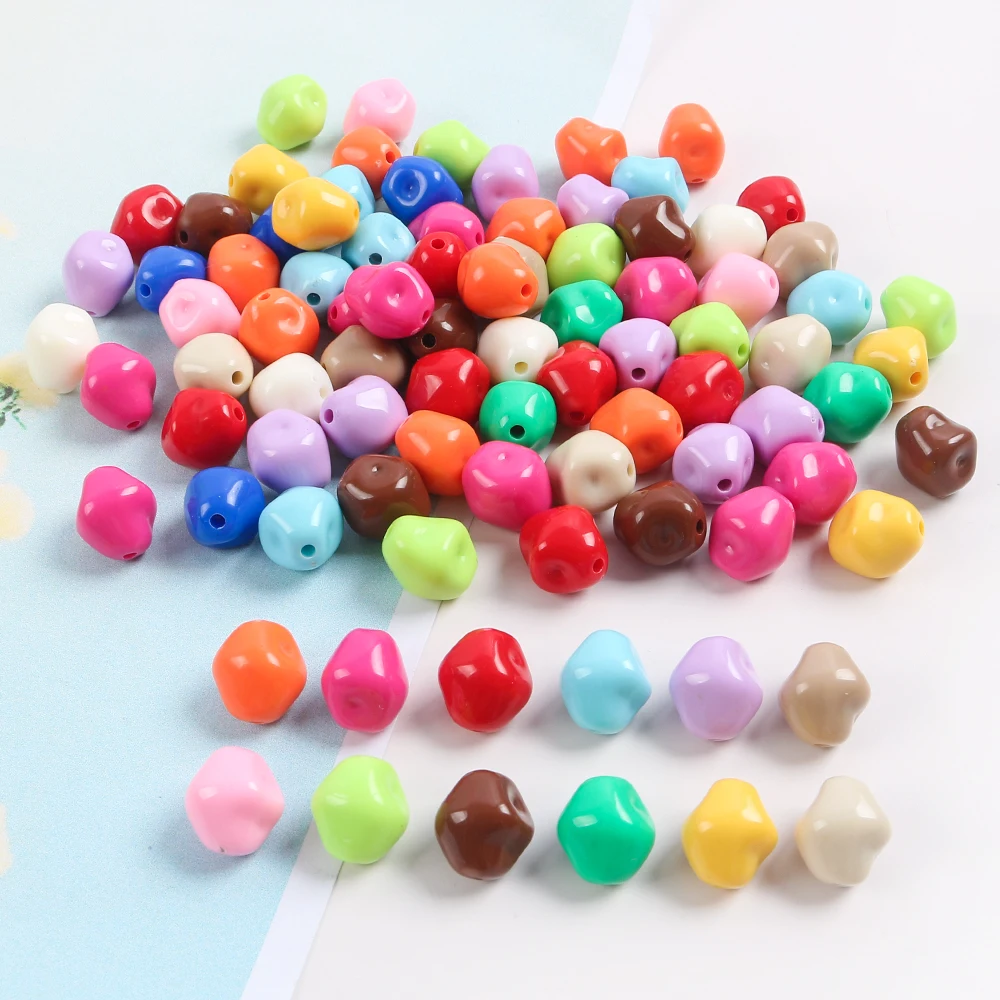 

30pcs Acrylic Colourful Irregular Geometry Beads Diy Bracelet Necklace Mobile Phone Chain Loose Beads Accessories For Jewelry