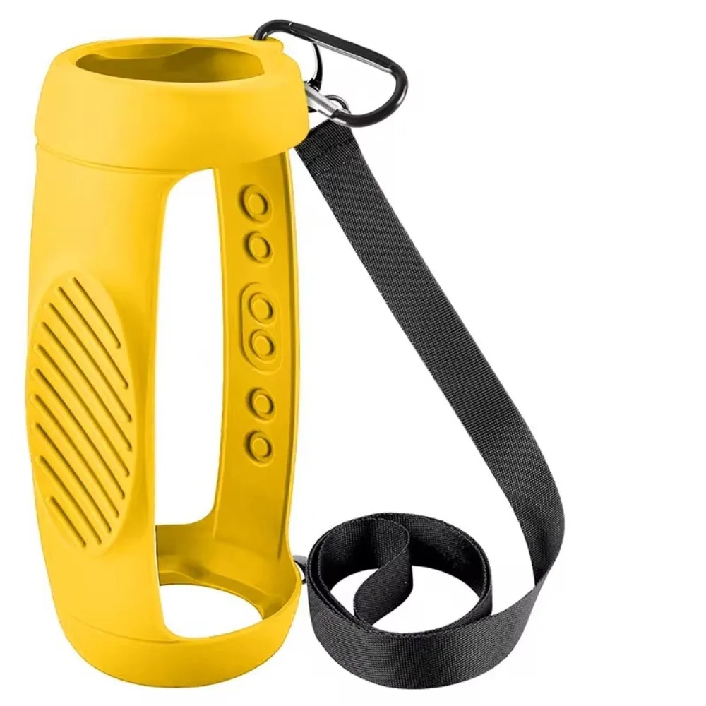 for JBL Charge 5 Waterproof Silicone Case with Carabiner Hook and Shoulder Strap Portable Silicone Cover Durable Silicone Holder