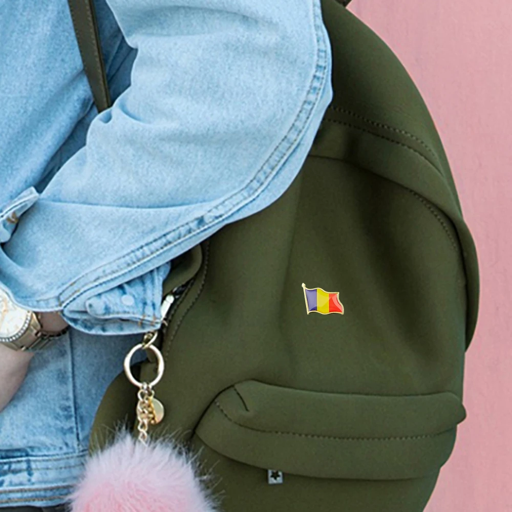 African Country Republic of Chad Enamel Metal Waving Flag Lapel Pin Brooches Badge Jewelry