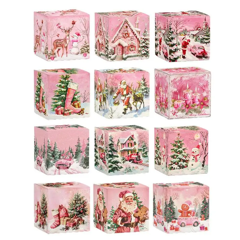 Christmas Boxes Small Pink Food Packaging Containers Home Decoration Party Supplies 6X Holiday Baking Boxes For Cupcakes