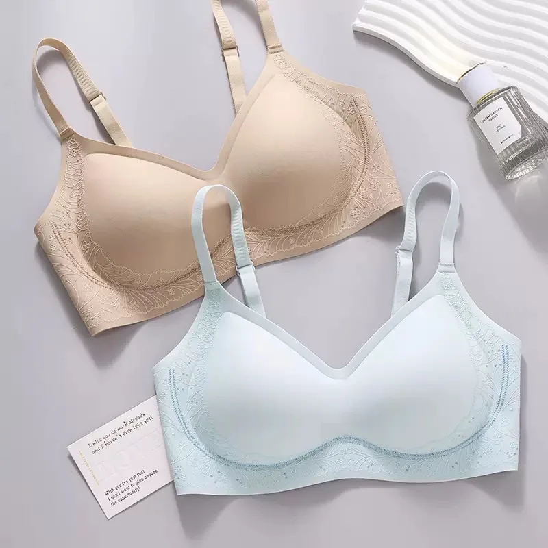 Sexy Spitzen-nahtloser Damen-BH ohne Drähte, kleine Brust, Push-Up, atmungsaktiv, schweißabsorbierend, Unterwäsche, bequemes feminines Design