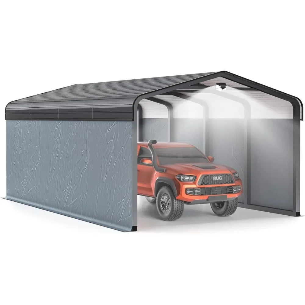 Carport,20x20 Heavy Duty Portable Garage with Removable Sides & Doors,All Weather Shelter Canopy with Reinforced Poles(2 Boxes)