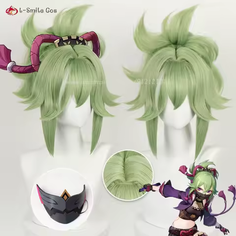 Kuki Shinobu Cosplay Wig Light Green 33cm Short Wigs With Bangs Highlights Heat Resistant Hair Party Anime Wigs + Wig Cap