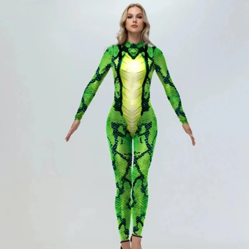 أزياء الهالوين التأثيرية للنساء نمط الضفدع الحيواني بدلة الطباعة ثلاثية الأبعاد أزياء نيسيي ملابس تنكرية Zentai داخلية