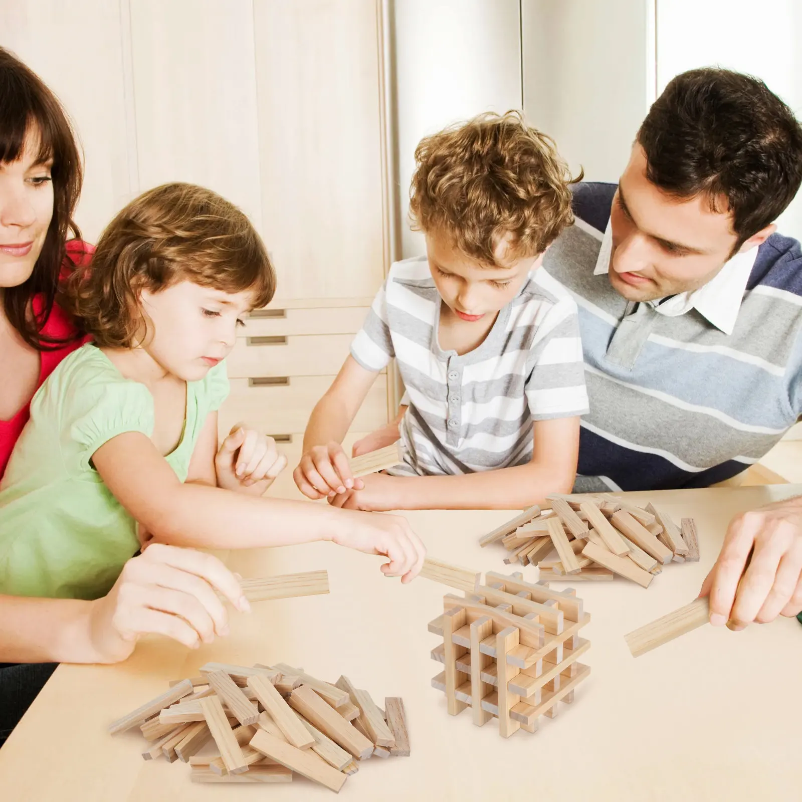 

100Pcs Wooden Stacking Blocks Eco Friendly Unfinished Square Wood Blocks for Early Learning Hand Eye Coordination on The Go