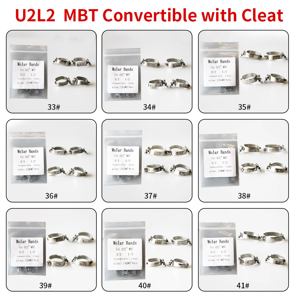 1 Pak 4 Stks/pak U2l2 Mbt Converteerbare Orthodontische Buccale Buis Molaire Band Met Schoenplaatje (33-41)