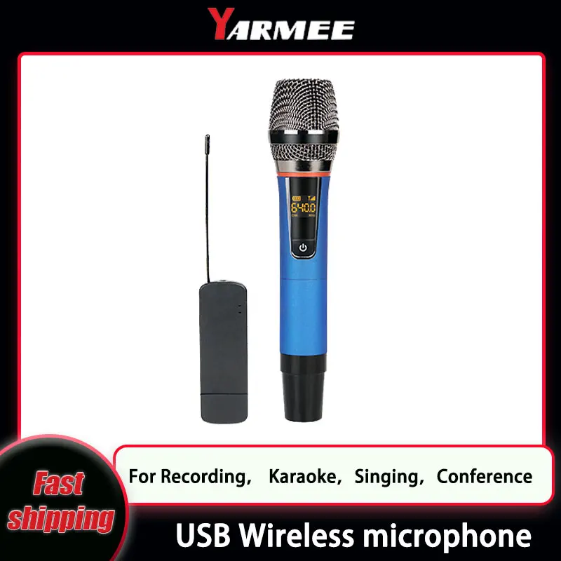 

YARMEE Professional USB Wireless Microphone Handheld Karaoke Mic Speaker With Rechargeable Lithium Battery Receiver For Singing