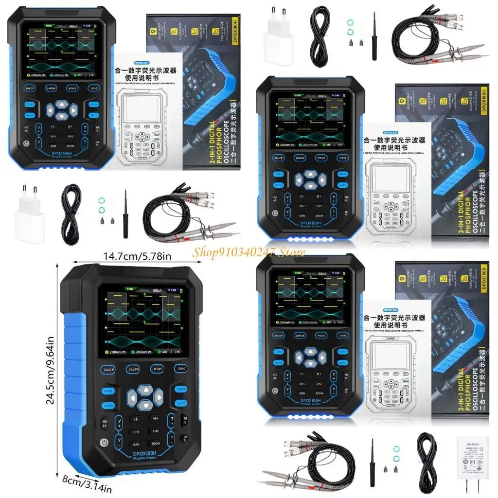 

Q22A Handheld Oscilloscope Generator 2 in 1 Multifunction Tester 2CH 180MHz-3DB for Car Repair