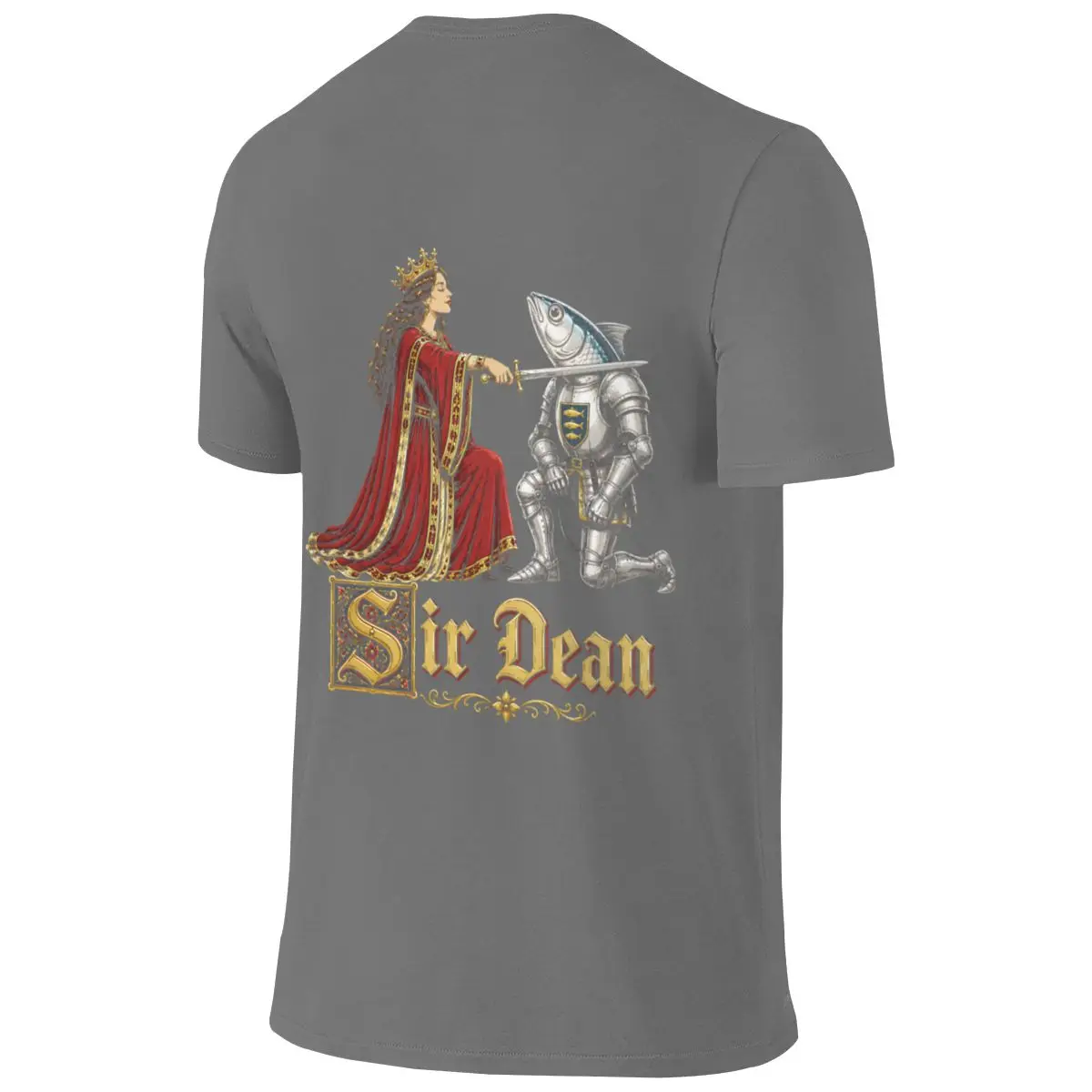 Sir Dean Funny Sardine Tinned Fish Medieval Knight Humor Instagram Style Reversible T-shirt Retro Academy Fun Prints Basic Tee