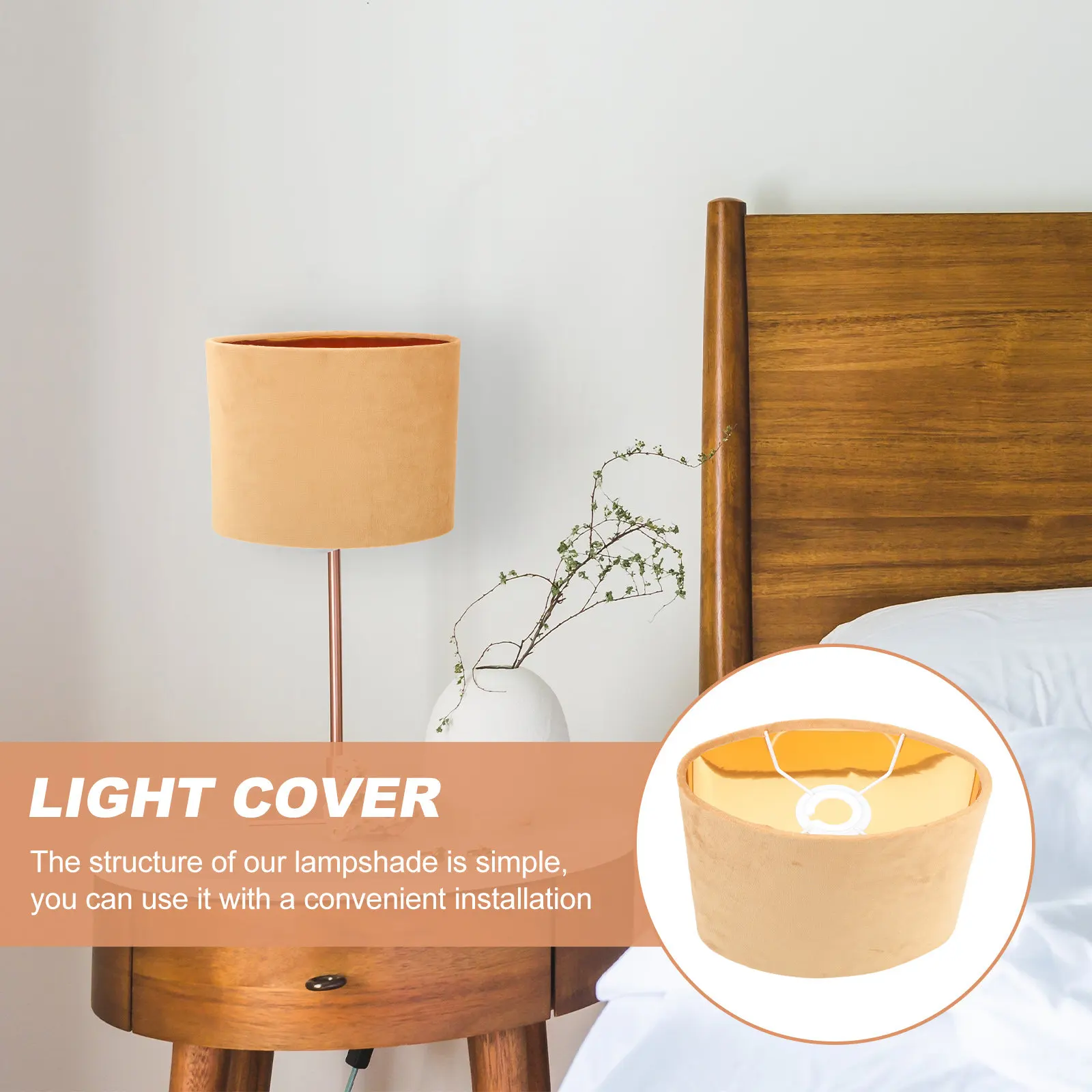 1Pcs Oval Lamp Cover Simple Stable Lampshade Easy Installation Protective Cloth Cover for Bedside Floor Table Lamp