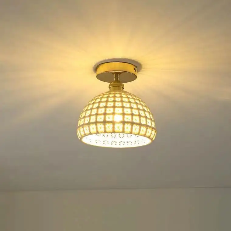 Nordic & Japanese Glass Ceiling Light, Simple Entryway Lamp for Corridor, Balcony, Cloakroom & Bedroom view 4