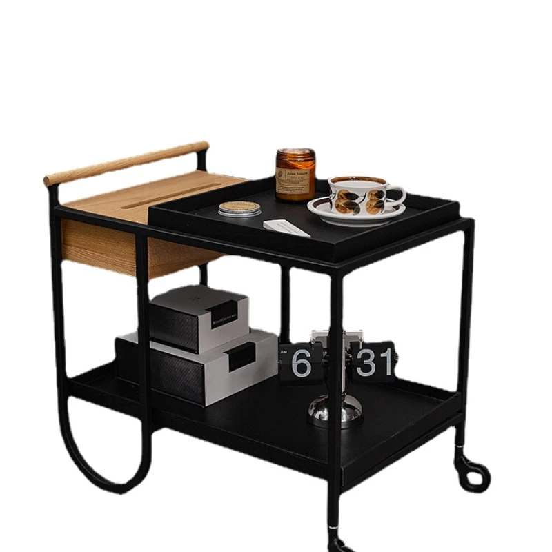 

Xk Nordic Solid Wood Coffee Table Small Table Movable Storage Dining Car Trolley Side Table Table