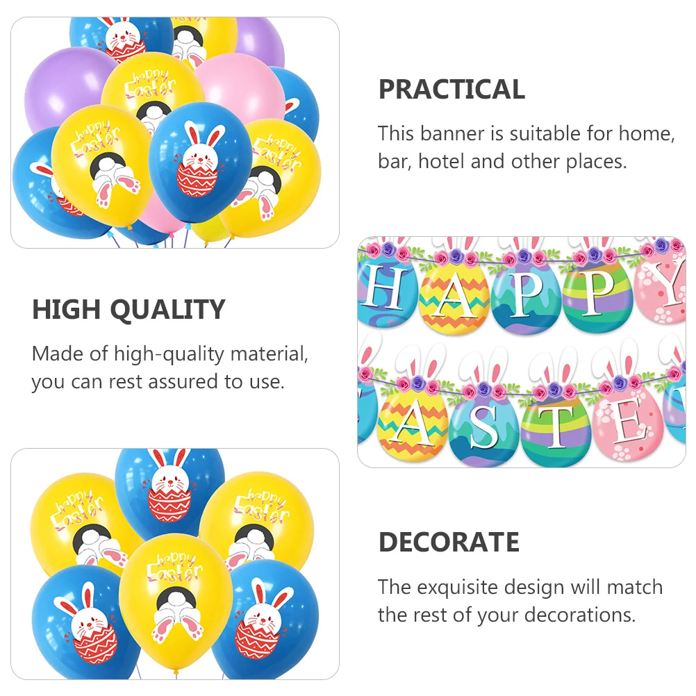 

1Set Easter Balloon Set Rabbit Letter Party Banner Pink Blue Purple Latex Balloons Supplies for Holiday Celebration Decor