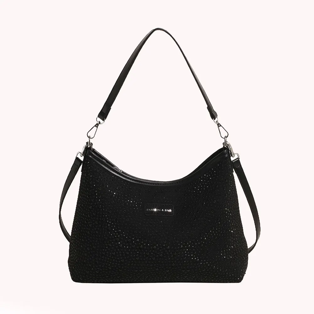 

Женская сумка через плечо из искусственной кожи со стразами, стильная сумка через плечо с регулируемым ремешком, модная сумка через плечо на молнии, модная сумка для подмышек, уличная дорожная сумка