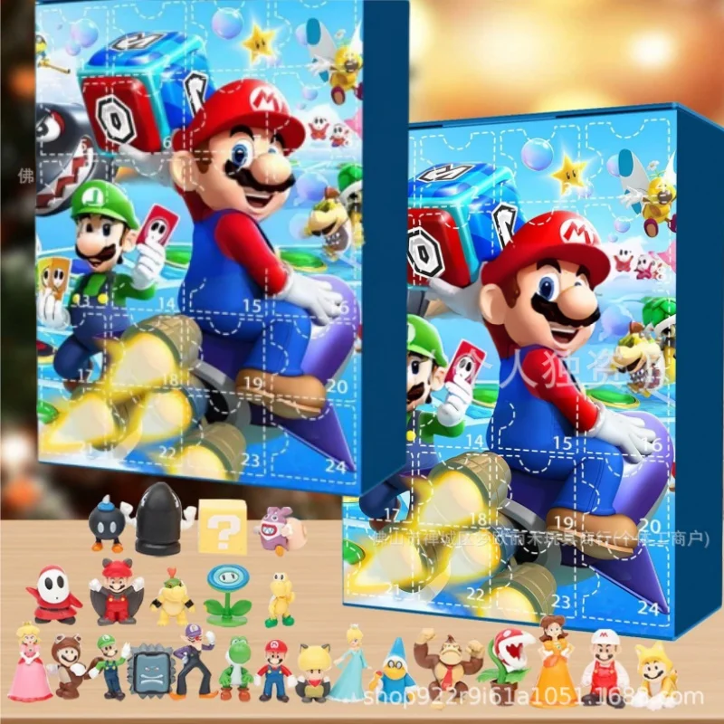 2024 New Mario 24 DayChristmas Advent Calendar Cartoon Random Anime Figure Kid Toy Christmas Kid blind box Gift