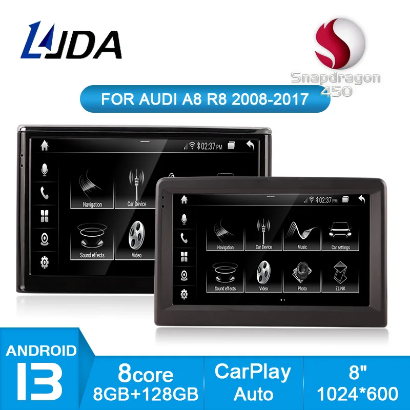 

Автомобильный мультимедийный плеер LJDA Android 13 для AUDI A8 2008-2010 R8 2011-2017 автомобильное радио GPS стерео автомобильное аудио DSP беспроводное Carplay