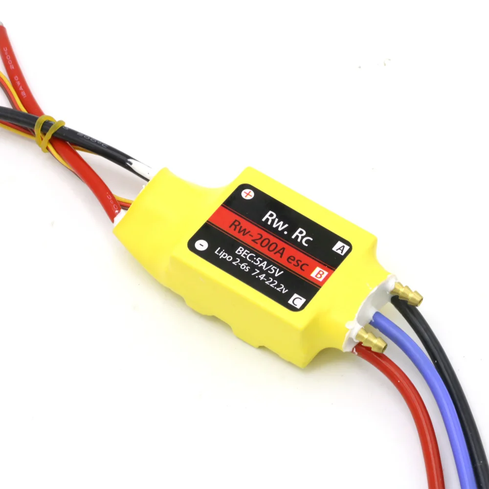 200A ESC Bidirectional Uds 2-6S  5V/5A UBEC Controlador de velocidad sin escobillas ESC para RC barco UBEC 200A/S