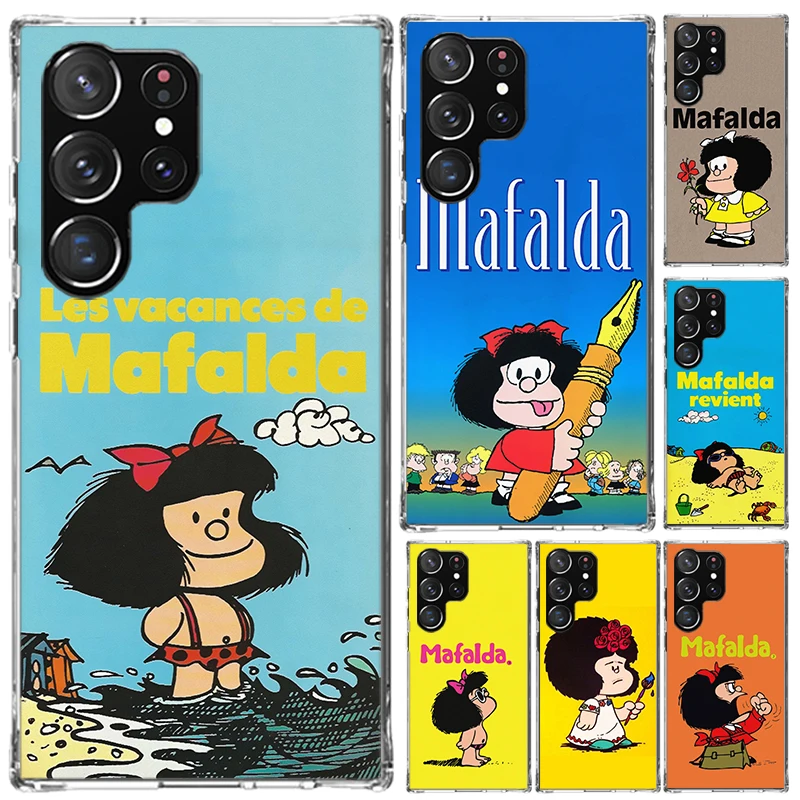 Mafalda Cartoon Phone Case for Samsung Galaxy S26 S24 S23 Ultra S25 Edge S22 S21 Plus S20 FE + Soft Print Shell Funda Galaxy S24