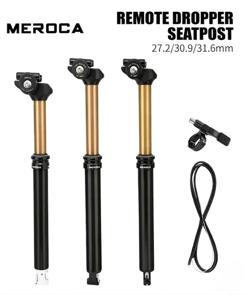 MEROCA Fahrrad-Dropper-Sattelstütze 27,2/30,9/31,6mm Hydraulische Interne Kabelführung Fernbedienung Kabelgesteuerte Sattelstütze für MTB-Fahrräder – Detail 1