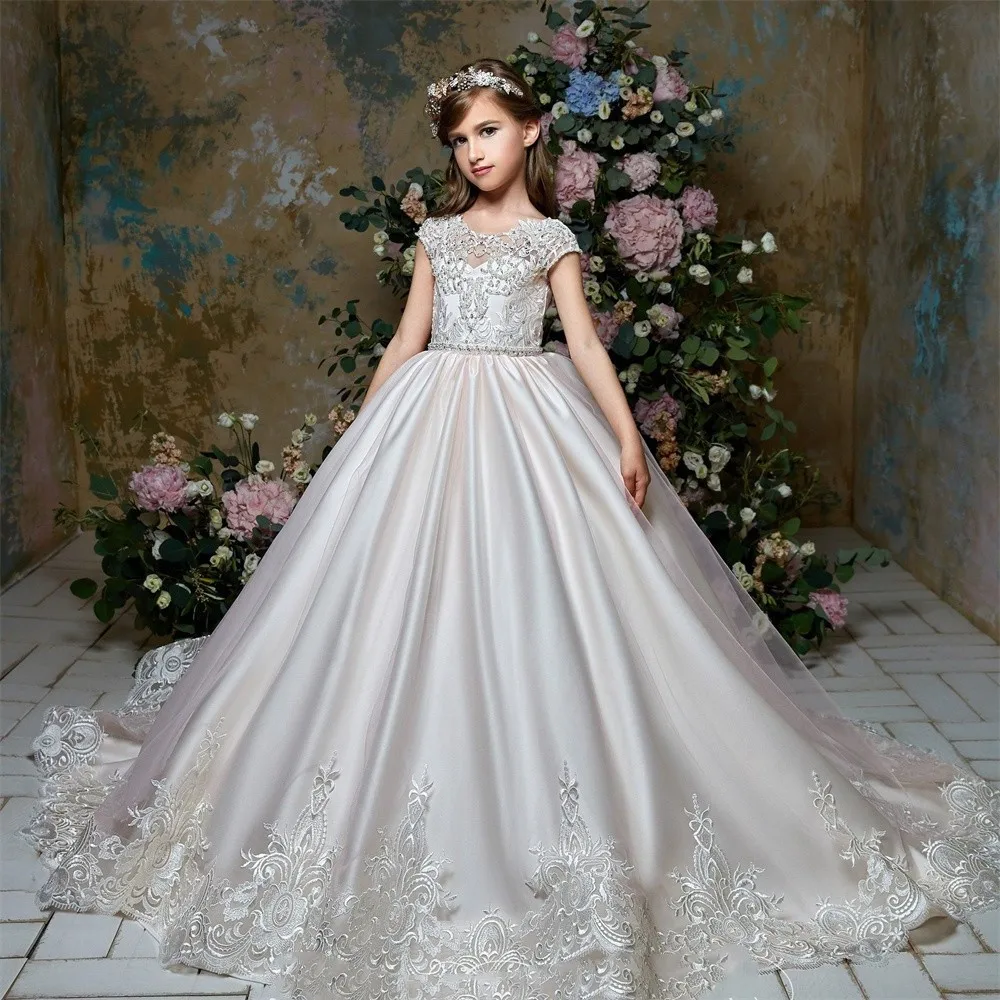 Abito da sposa Flower Girl per Tulle Sparkly Princess abito da prima comunione abito da spettacolo abbigliamento formale Eventscostumes compleanno