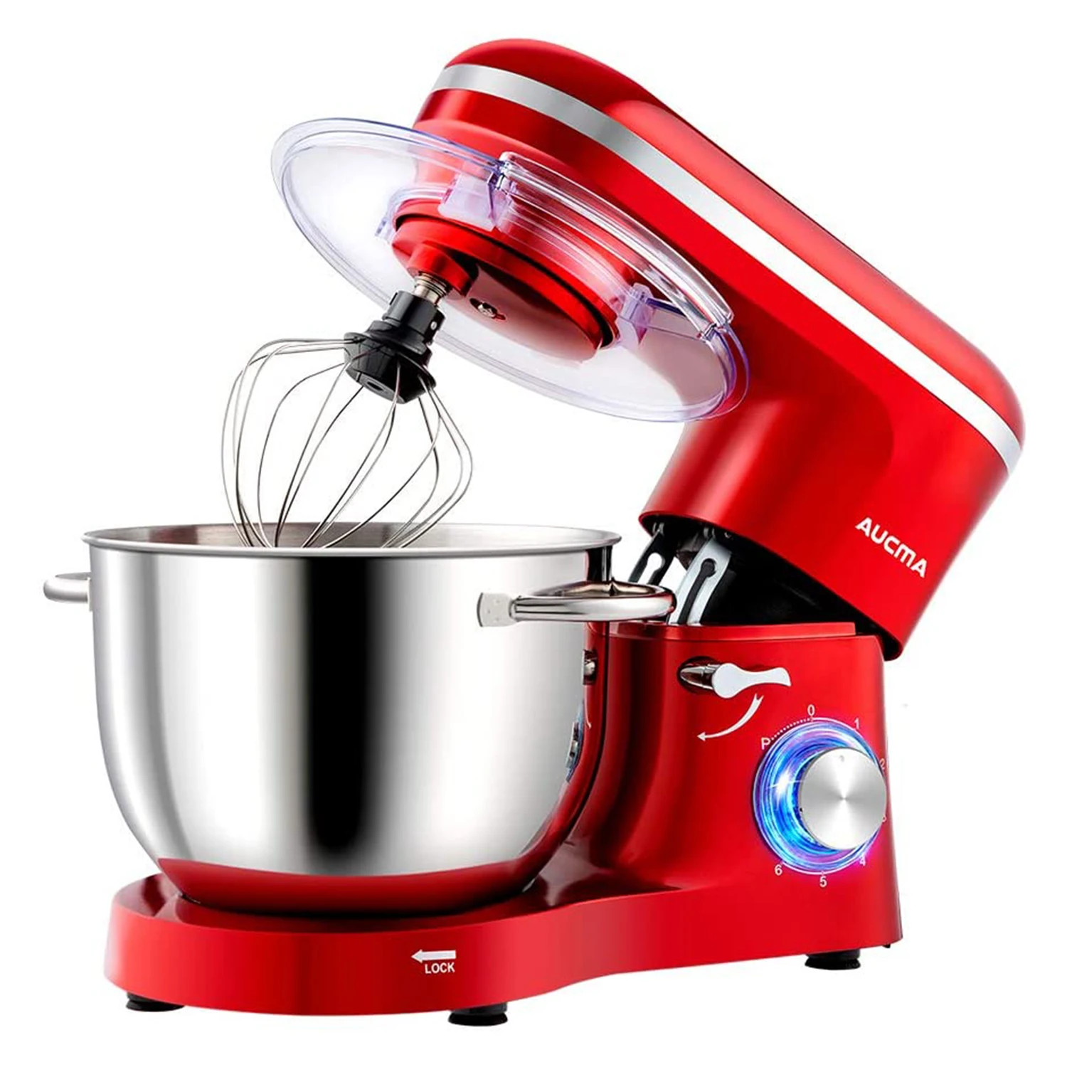 Aucma Stand Mixer 6.2L 660W 6-Speed Tilt-Head Food Mixer Kitchen Electric Mixer with Dough Hook Wire Whip & Beater 6.5QT