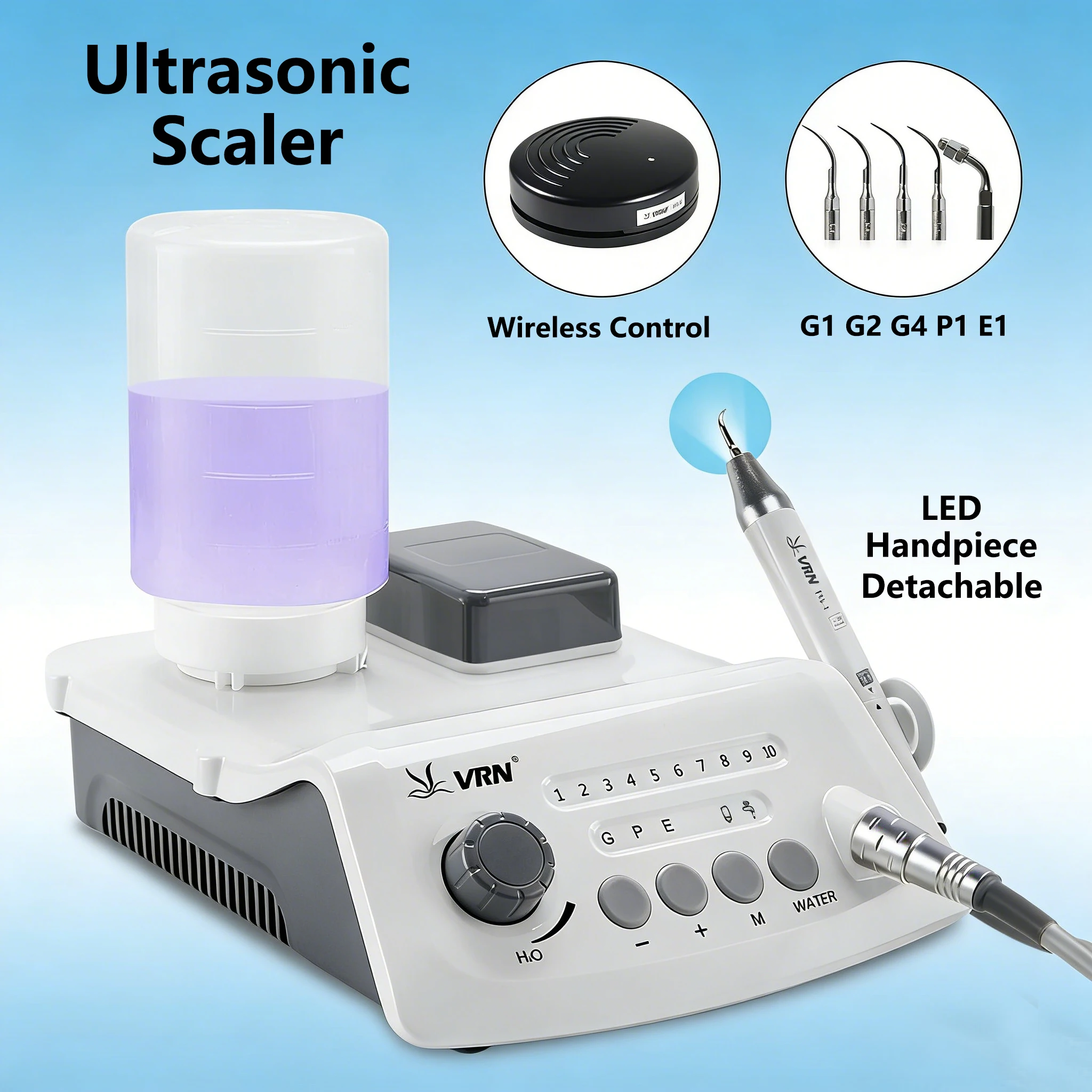 VRN-A8 Стоматологический беспроводной ультразвуковой скалер со светодиодным съемным кабелем Стандартная версия Наконечник Dentist Fit Woodpecker EMS