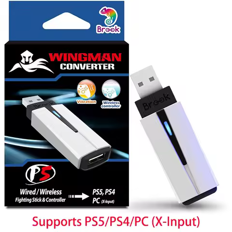 Brook Wingman P5 Controller Converte Wired/Wireless for PS5/PS4/PC Game console Supports Xbox/PS5/Switch Pro/PS4 controllers