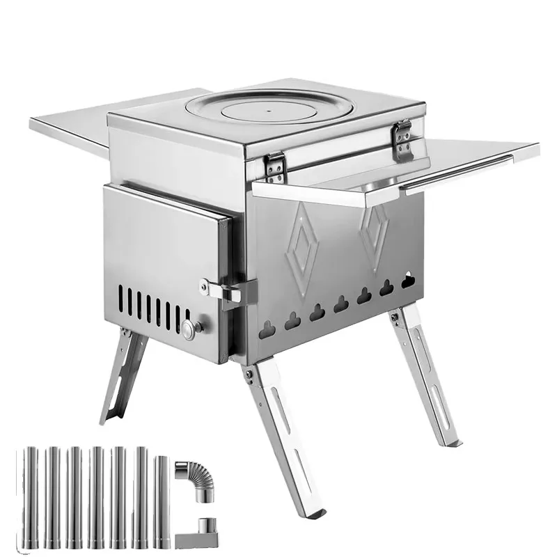 

【Popular】Innovative Portable Outdoor Tent 304 Stainless Steel Folding Wood Burning Smokeless Camping Stove for Heating Cooki