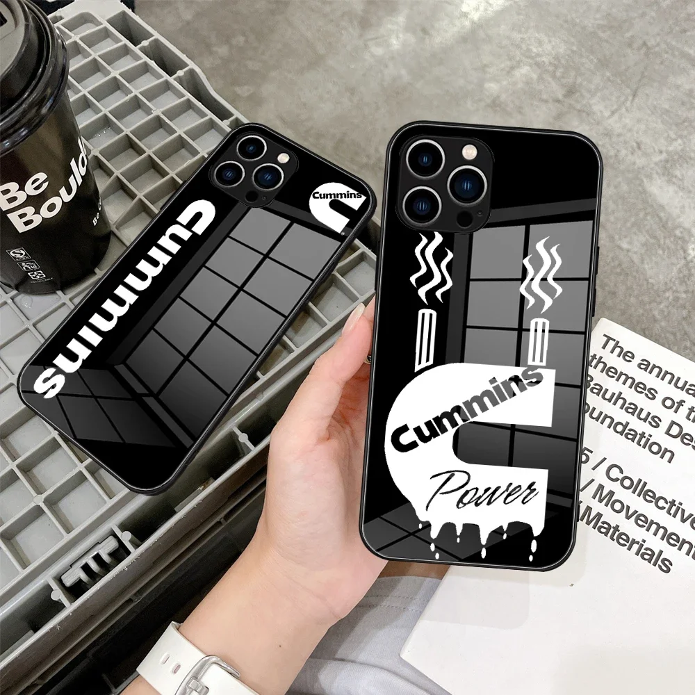 For IPhone 15 Gas Fueled Engine Cummins Phone Case Glass for IPhone 13 14 12 11Pro XR XS MAX 14 Plus SE Pro Design Glass Cover