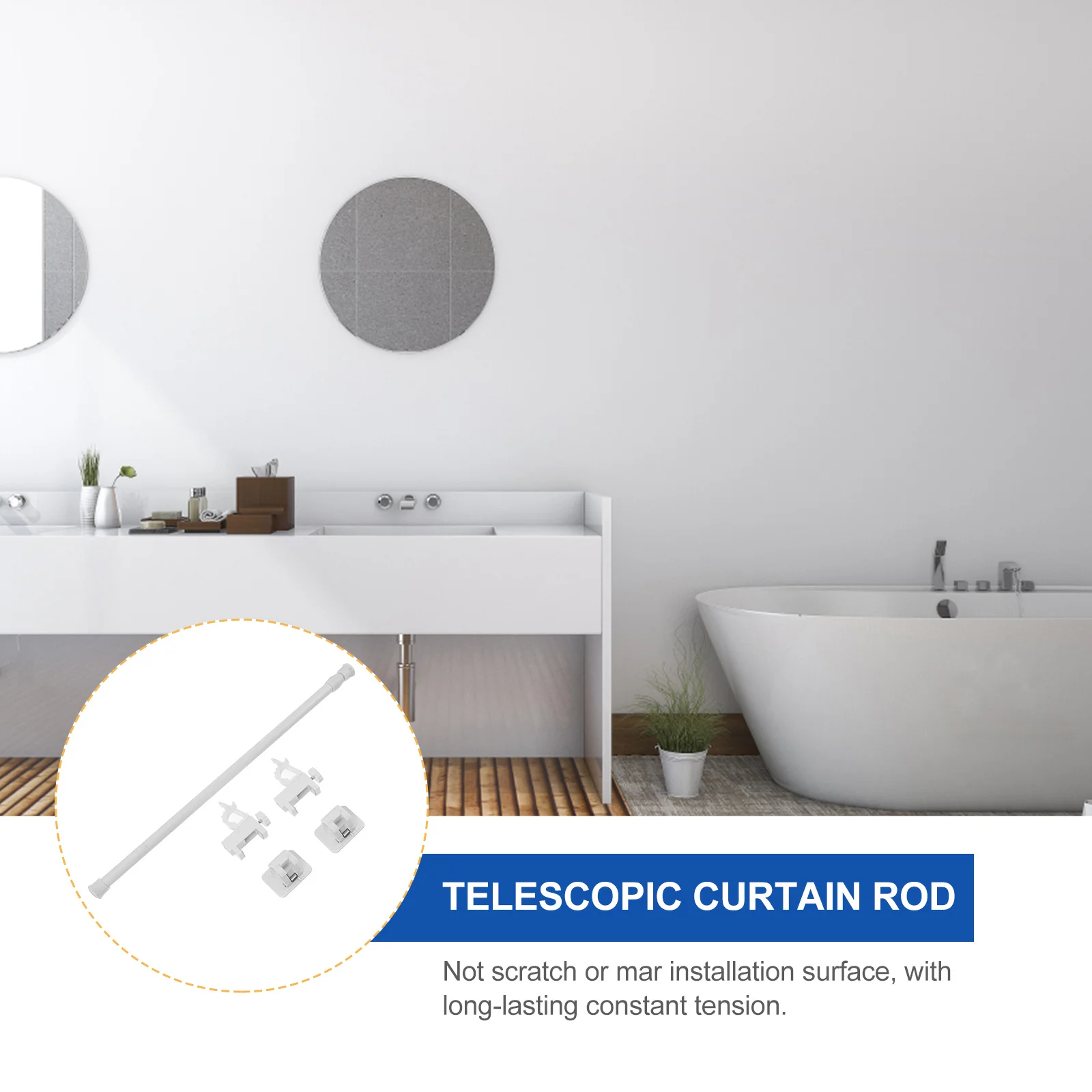 

Adjustable Curtain Rod 28-48 Inch Telescopic Clothes Rail for Home Bathroom Balcony Wardrobe Punch-Free Hanging Bar Space Saving