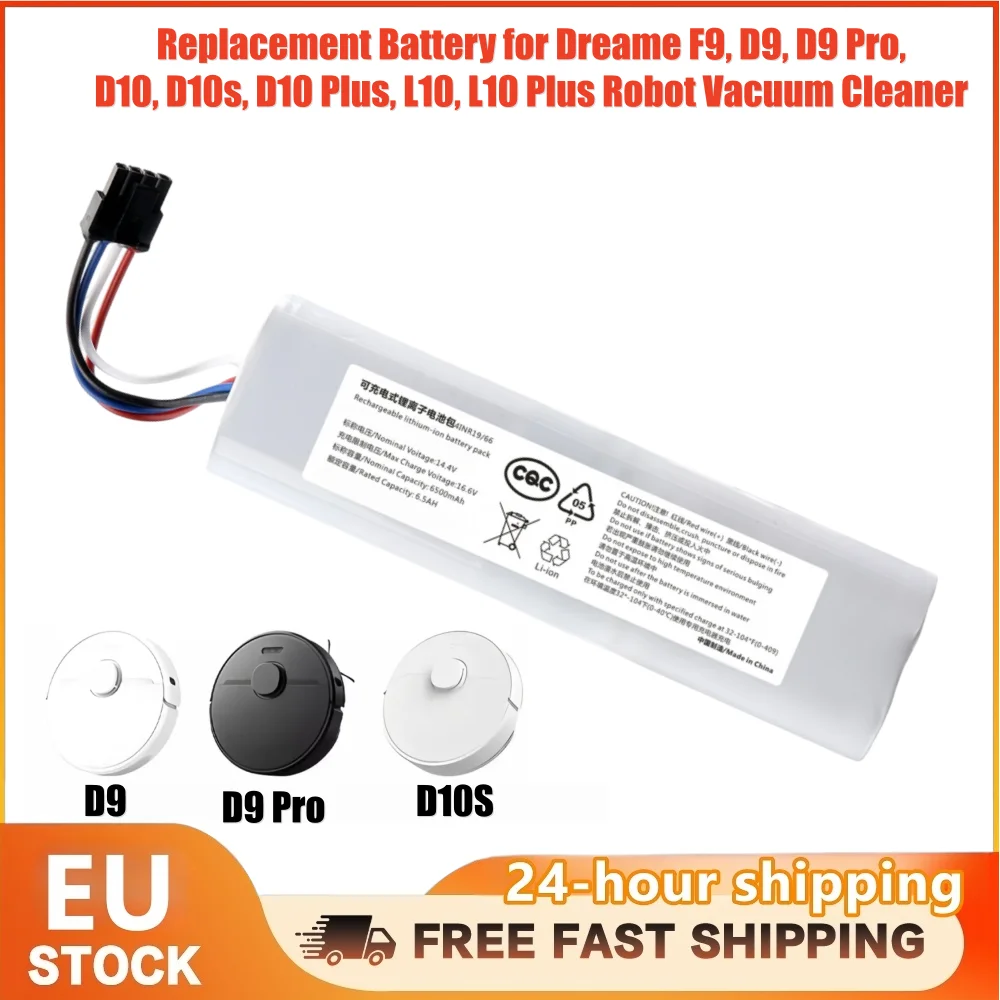 Bateria zamienna 14.4V 6500mAh 4S2P‑MMBK P2150‑4S2P‑XWDLS do Xiaomi X10 X10+PLUS B101CN OMNI 1S, do odkurzaczy Dreame D9 F9 D9 Max D9 Pro L10 D10 Plus D10s L10 Pro D10, części zamienne.