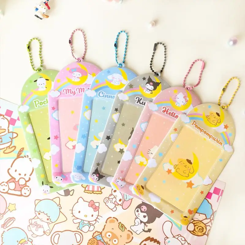 

Sanrio Moon Series Card Cover Kawaii Hello Kitty Kuromi Purin Card Holder Student Id Card Idol Star Photo Case Pendant Girl Gift