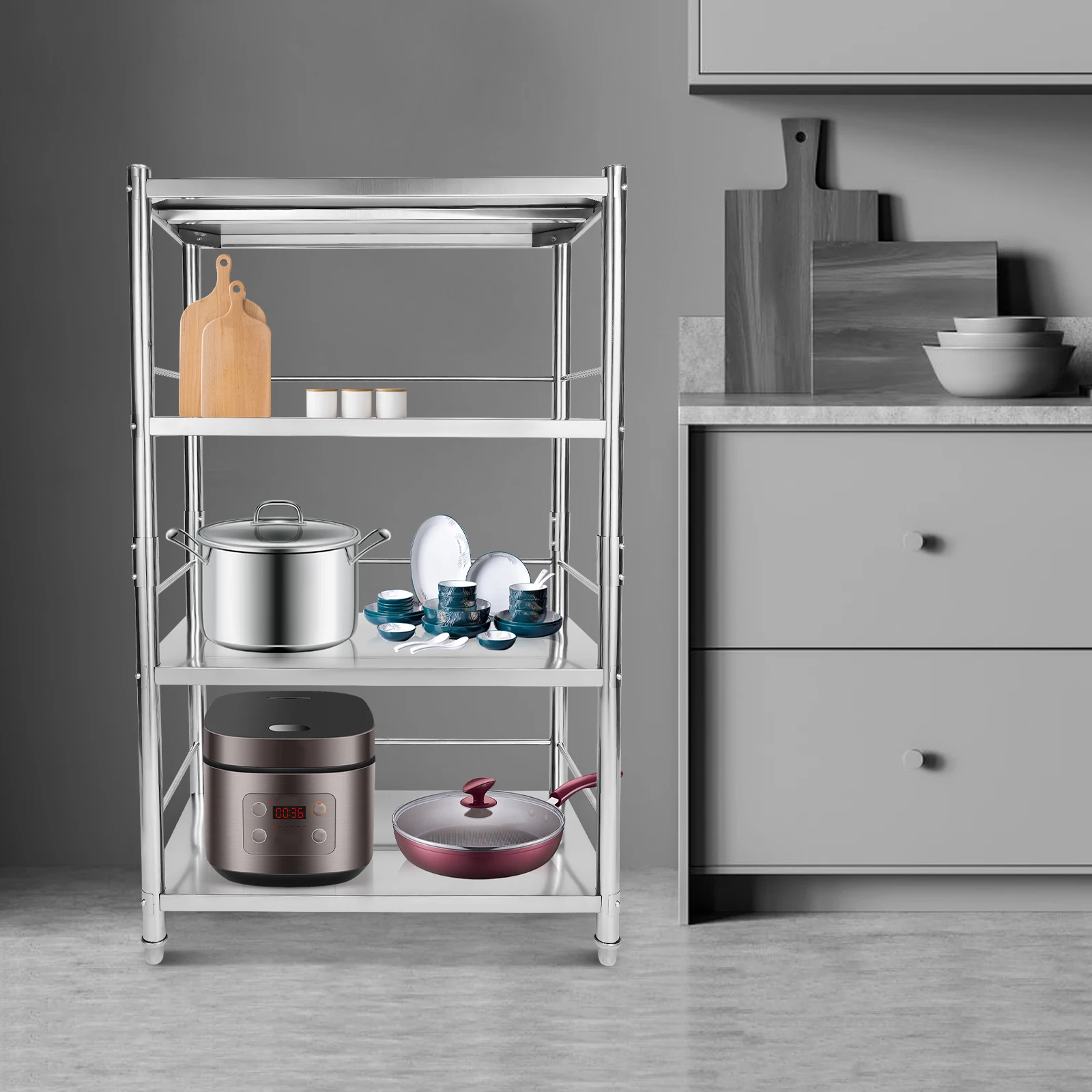 Stainless Steel Shelving 4 Tier Adjustable Shelf Storage Stainless Steel Heavy Duty Shelving