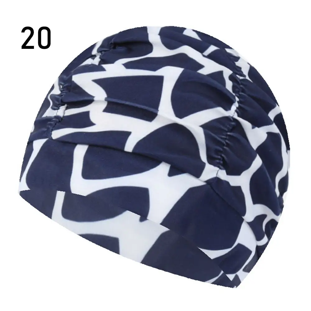 Hot Free size Ears Pleated Swimming Cap Pool Bathing Hats Long Hair Protect Elastic Nylon Turban