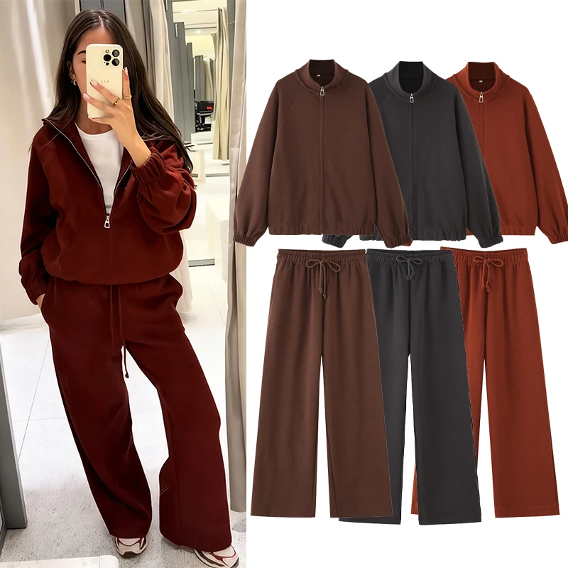 

Хлопковый спортивный костюм CharmChant для женщин, комплекты кардигана на молнии для женщин, осень 202, спортивная одежда с длинными рукавами, спортивный костюм, брючный костюм