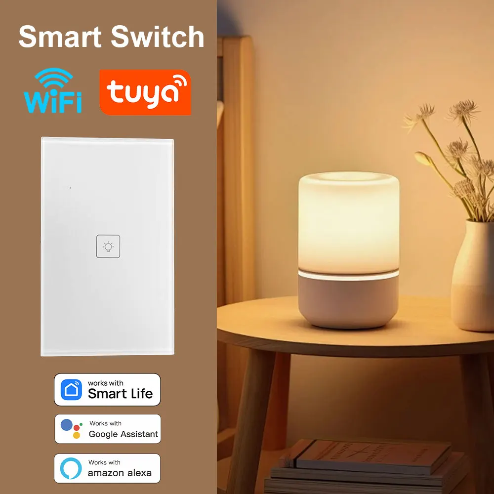 Tuya US WiFi Smart Wall Switch 1/3 Touch Sensor LED Light Switches Alexa Google Home Switch Neutral wire/No Neutral wire
