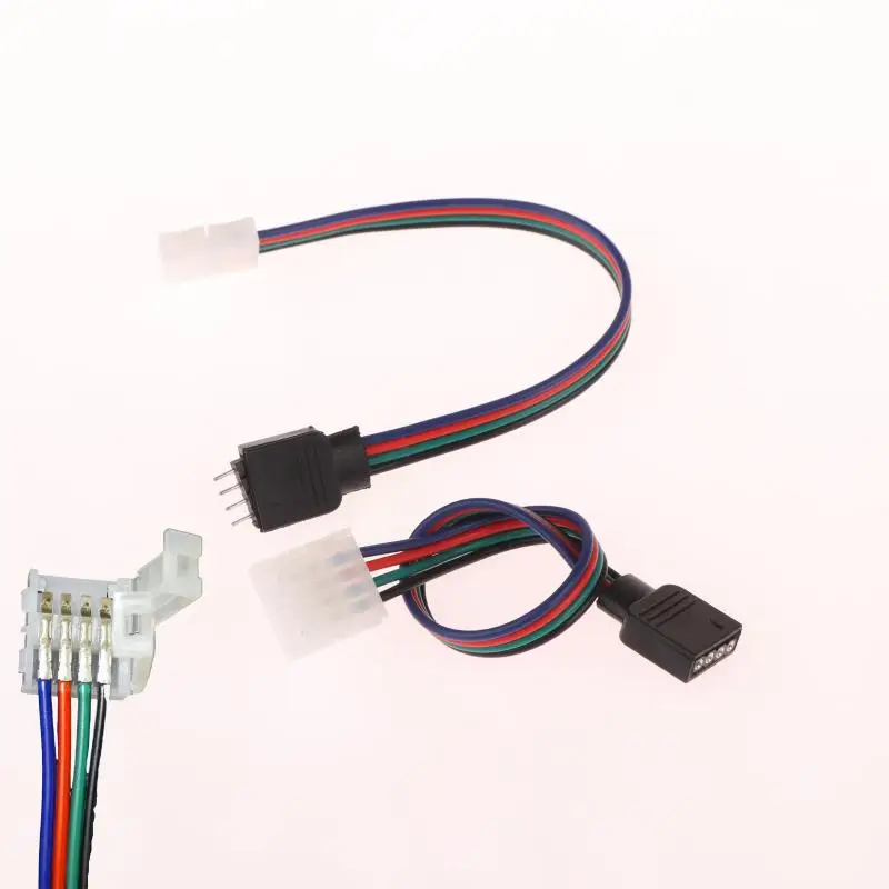 جديد 1/5 قطعة 4 موصل موصل ل RGBW شرائط ليد 16.5 سنتيمتر RGB 4 دبوس LED قطاع موصلات الضوء قطاع إلى محول الطاقة