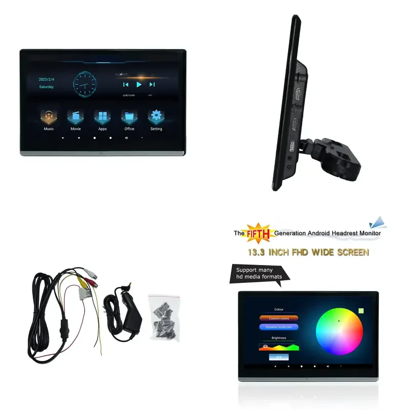 13.3 Inch Universal 4+64G Android Rear Seat Entertainment Car 4K Touch Screen Full Touch Car Headrest