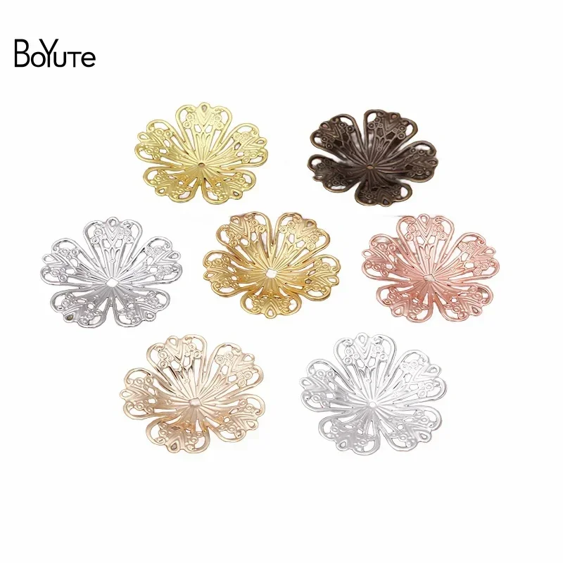 

BoYuTe (50 Pieces/Lot) Metal Brass Stamping 32MM Filigree Flower Findings DIY Vintage Jewelry Accessories Handmade Materials