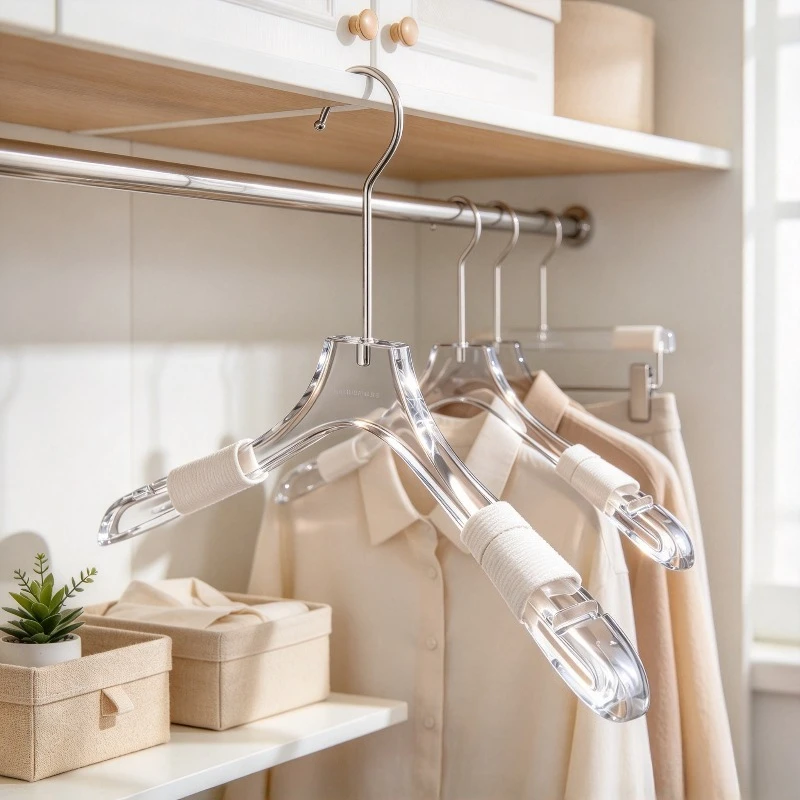 Transparent Acrylic Clothes Hanger, Crystal Pants Clip Rack, Non-slip Skirt Garment Organizer for Boutique Store Display Use Pro