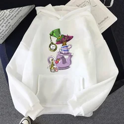 Harajuku Funny Disney Women Hoodies Alice in Wonderland Graphic Print Fashion Casual Round Neck Pullovers Sweatshirt