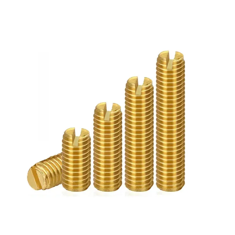 Brass Slotted Set Screw for Fine Adjustment and Anti Slip Fixing in Precision Assembly Headless Bolt M2 M3 M4 M5