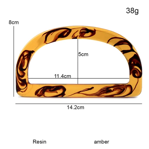 Imagen 2 del producto Bolsa trenzada acrílica con mango de resina cuadrada trapezoidal en forma de D ámbar, bolsa de muñeca con mango reemplazable, fabricación de billeteras DIY, 2/4/6/10 Uds.