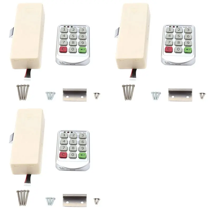 A98T 3X Cabinet Door Locks Coded Lock Intelligent Digital Electronic Password Keypad Number Cabinet Door Locks Password Lock