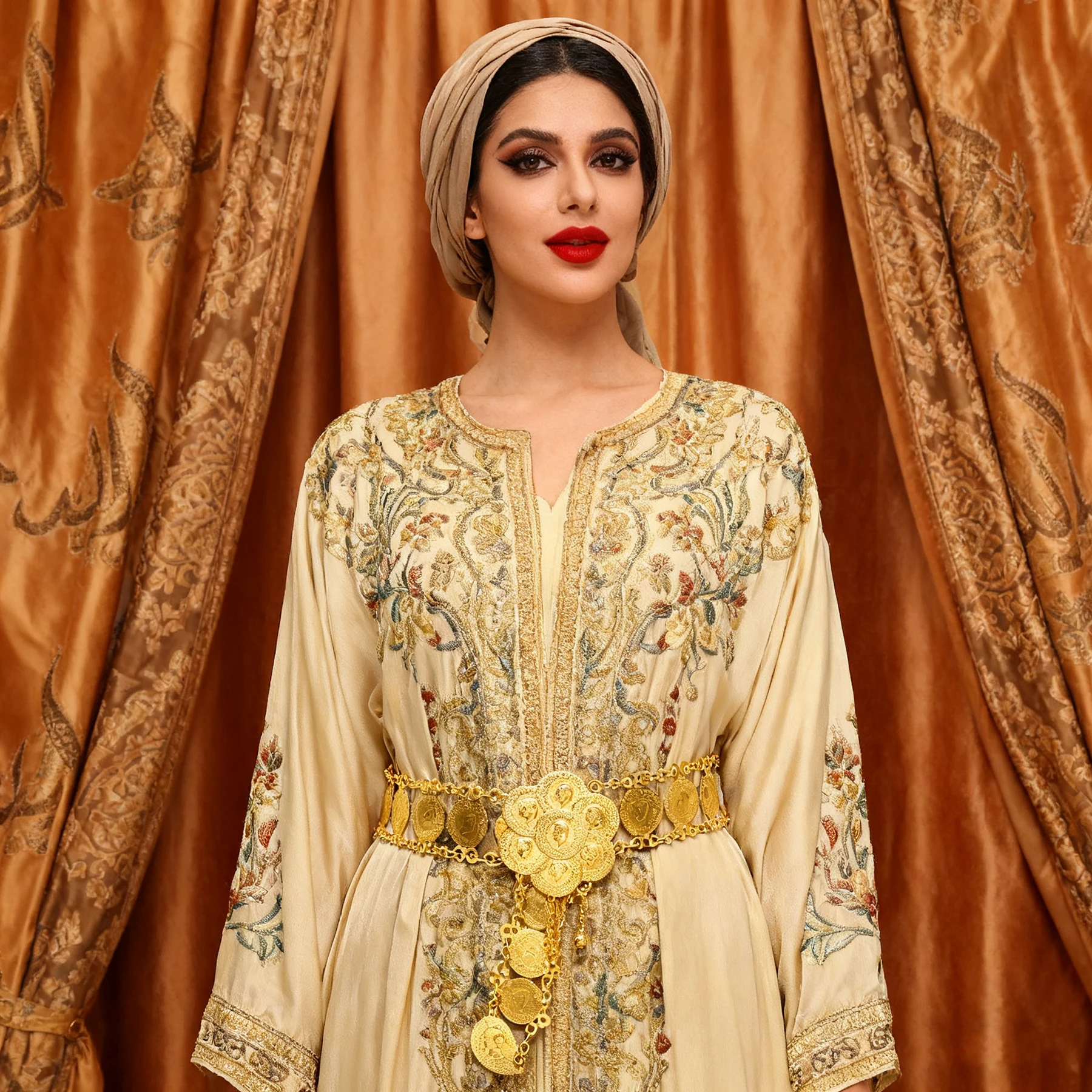 فاخر الذهب اللون طبقة واحدة عملة حزام الخصر البطن سلاسل أنيقة العربية الهند العرقية العروس حفل زفاف مجوهرات للجسم الإكسسوار #3