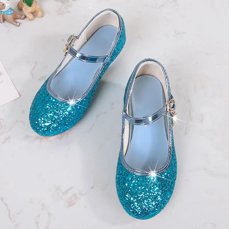 Princess Shoes Kids Dance Shoes Diamond High Heel Glitter Children Girl Dance Shoes Fashion Girls Party Shoe Star Moon Pattern