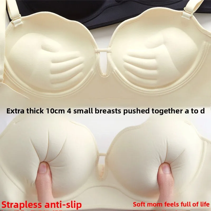 Sujetador Push Up sin tirantes de 10cm, elevación extrema para busto pequeño, agarre de silicona antideslizante, diseño Invisible sin costuras, inmersión libre adhesiva