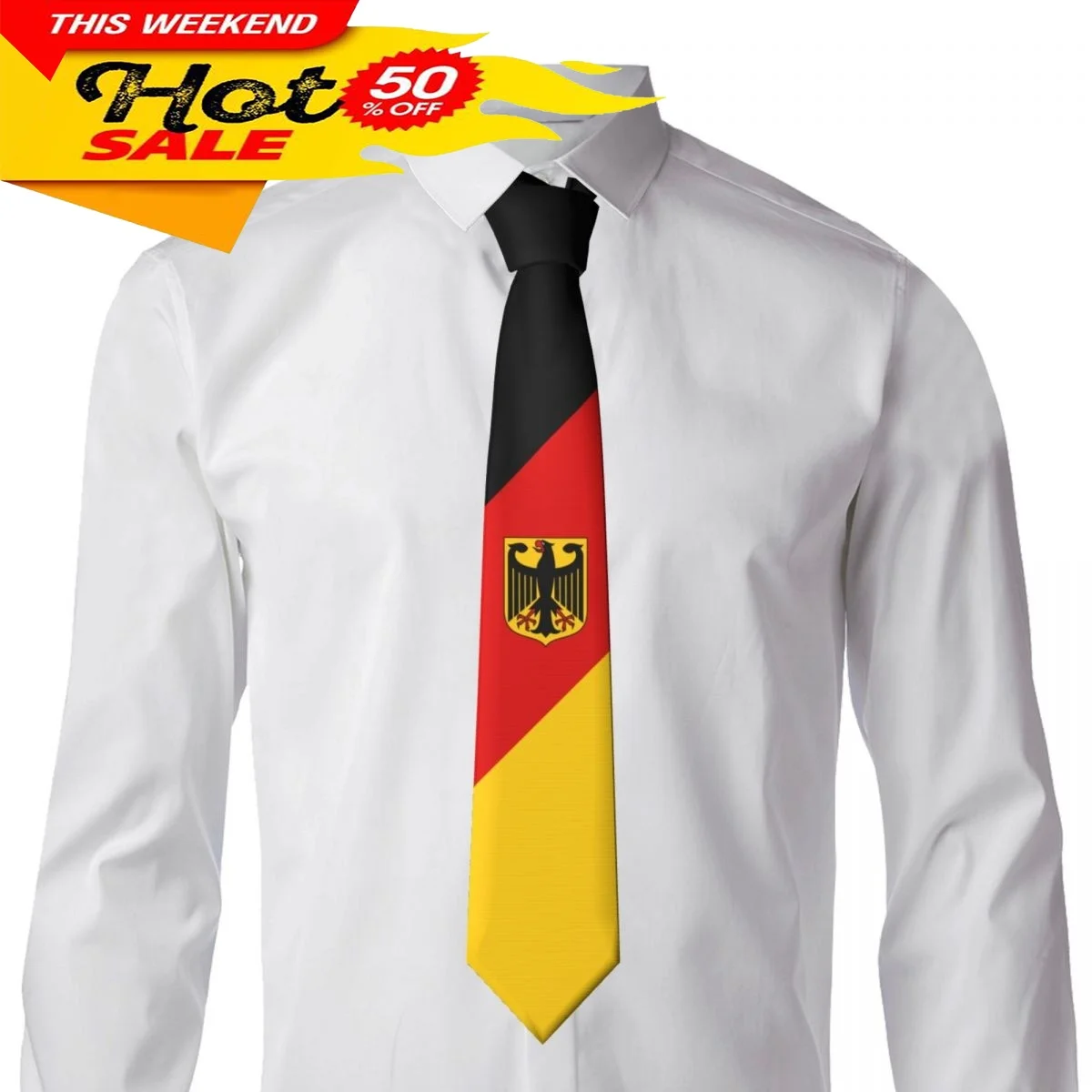 Germany Flag Tie Emblem Necktie Men Women Neck Ties Casual Plaid Tie Suits Slim Wedding Party Business