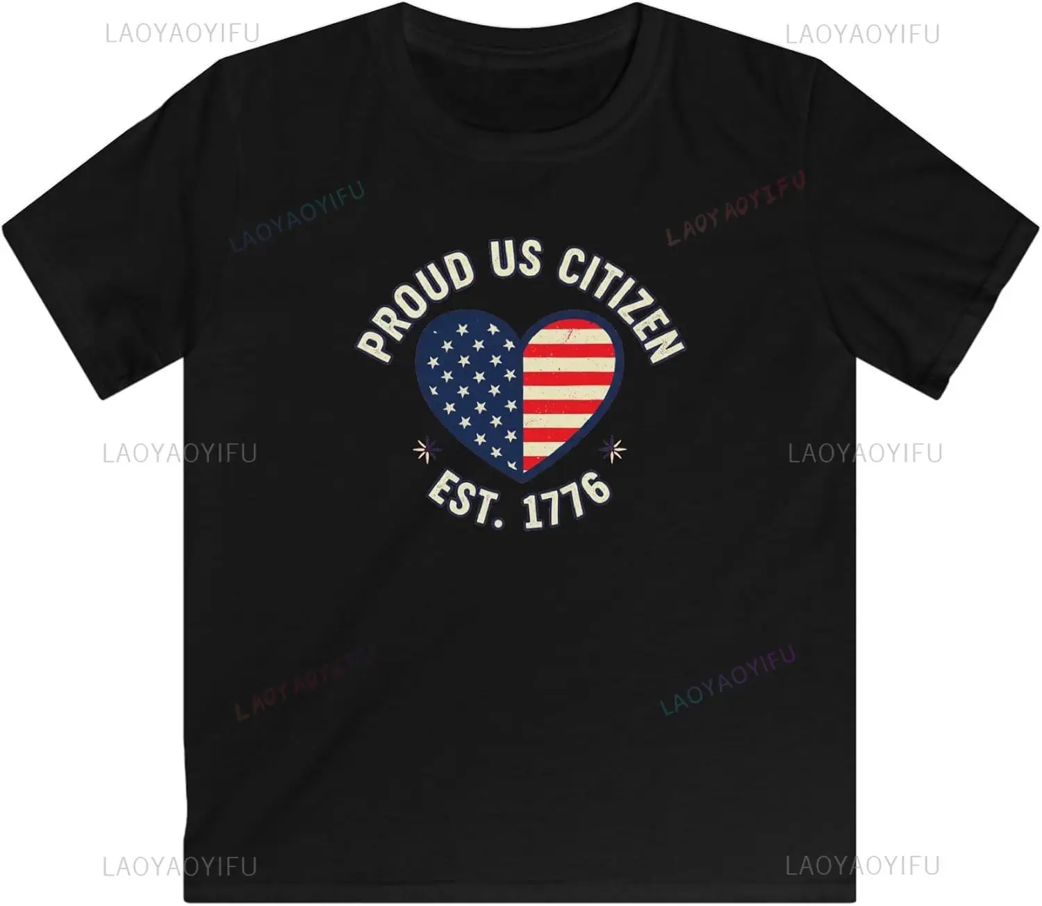 USA Flag Heart Tshirt Unisex Patriotic 1776 Graphic Tee Home of The Brave Vintage American Pride Fashion 2026